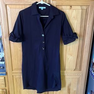 Navy 1/4 Button Dress